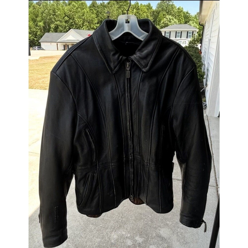 FirstGear FG299 Womens Leather Motorcycle Jacket XL Black Liner Vintage